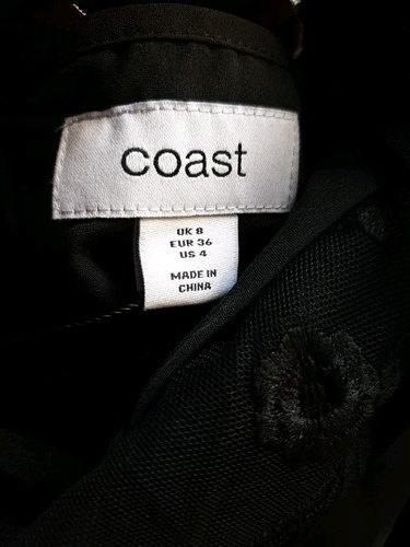 Maxi Dress COAST Black UK 8 Embroidered Long Sleeve Belted Lace Brand New - Picture 11 of 11