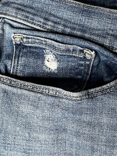 Levis Damen Jeans 16M Blau Medium Wash Classic Straight Stretch 5 Pckt Distressed - Bild 4 von 14