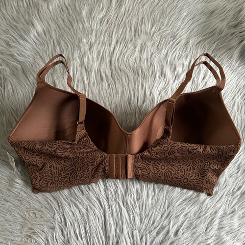 No Boundaries Wireless Lightly Lined Bra Womens Size XXXL Brown Lace Wirefree - Picture 4 of 7
