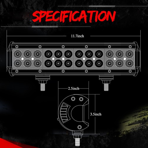 12/14inch Combo LED Work Light Bar Spot Flood Driving Offroad SUV UTV ATV Boat - Bild 2 von 58