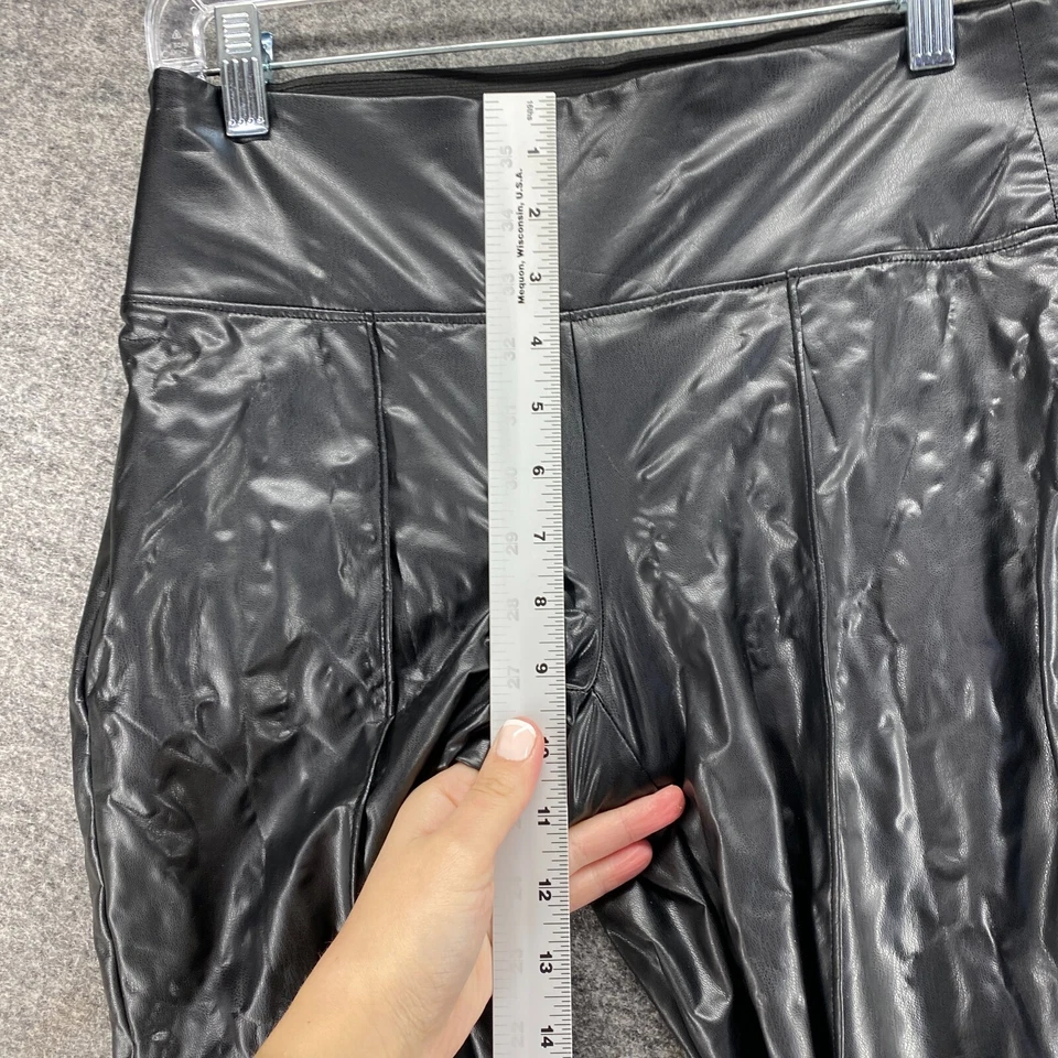 Nine West Leggings Women S Small Black Mid Rise Pull On Leather Capri Skinny - Image 4 of 4