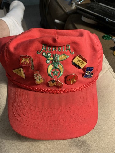 Mütze Kappe Freimaurer Masonic rot verstellbar schneller Versand hat 7 Pins auf Hut - Bild 1 von 6