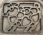 VTG 1980 Taylor & NG Cast Iron Metal Warming Hot Plate Trivet Hearts Bull Pig