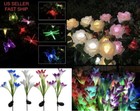 2Pcs Solar Power Rose Flower Garden Stake Outdoor landscape Lamp Yard LED Lights