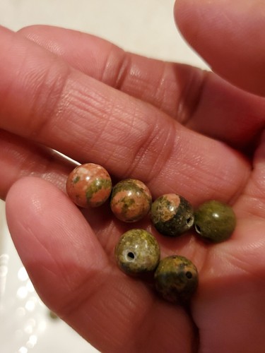 Bead, unakite (natural), 8mm round, C grade, Mohs hardness 6 to 7. - Picture 4 of 4