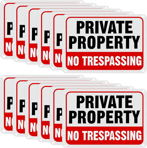 12 Pcs No Trespassing Signs Private Property Metal Reflective Aluminum No Trespa - Picture 9 of 12