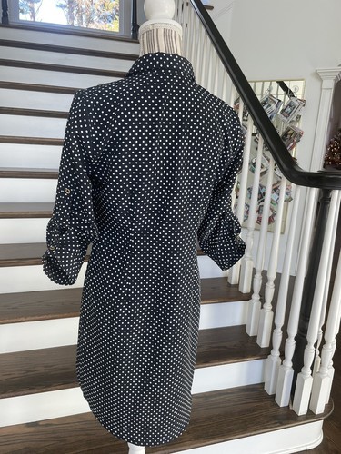 The Limited Dress size Small Navy Blue White Polka Dots Career Knee Modest Slim - Picture 9 of 12