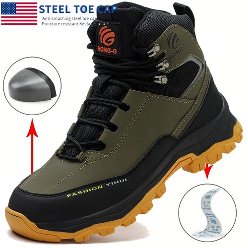 Zapatos con puntera de acero para hombre Zapatos de trabajo de seguridad a prueba de pinchazos Botas protectoras al aire libre