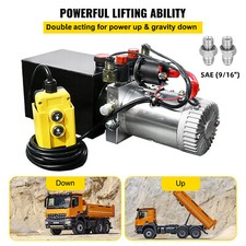 DCHOUSE 12V Double Acting Hydraulic Pump Hydraulic Power Unit Dump Trailer Power