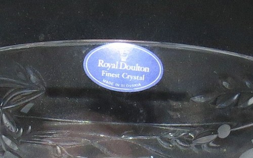 Royal Doulton Falling Stars Cut Crystal Compote Dish Fuchsia Flowers - Picture 6 of 6