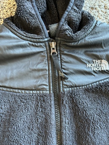The North Face Jacket Girls M (10-12) Black Soft Osito Hooded Full Zip Logo - Picture 5 of 7
