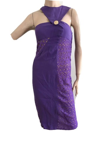 VERSACE H&M RARE PURPLE SILK BODY CON PENCIL PARTY DRESS UK 6 EU 32 US 2 XS BNWT - Picture 3 of 11