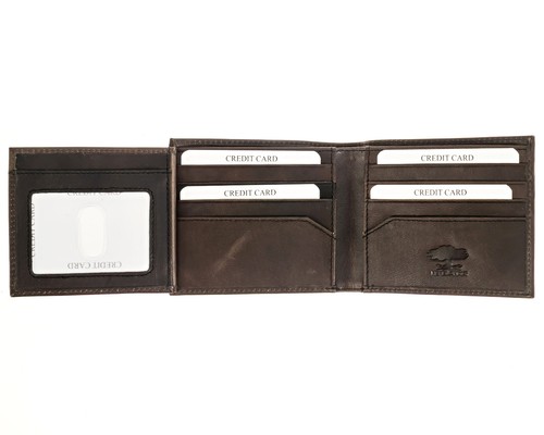 Skull Leather Wallet Double ID Bifold Full Grain, Biker, Rocker, Unisex Must Hav - Picture 4 of 8