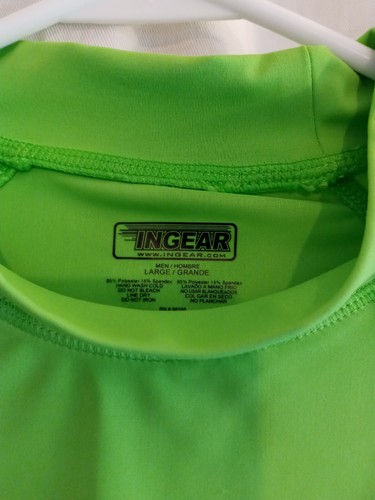 Mens Ingear Athletic Shirt Large Lime Green - Picture 2 of 3