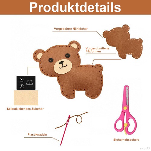 Set da Cucito per Bambini,Feltro Artigianale Set Feltro Cucito Kit Artigianato e Cucito Set Bambini - Foto 9 di 13