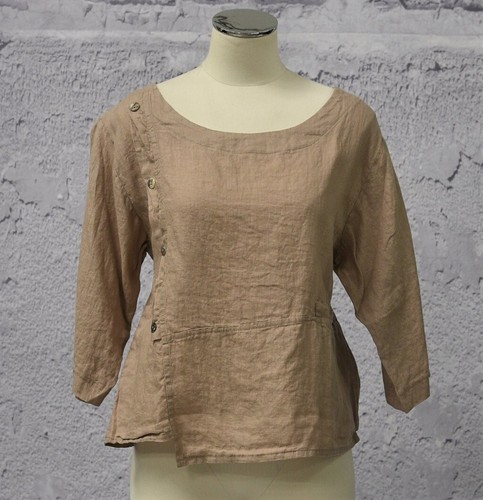 LUUKAA leichtes Leinen 8Y0142 KNOPFLEISTE TASCHE Top (Gr. 4 -20) KAFFEEBEIGE - Bild 2 von 18