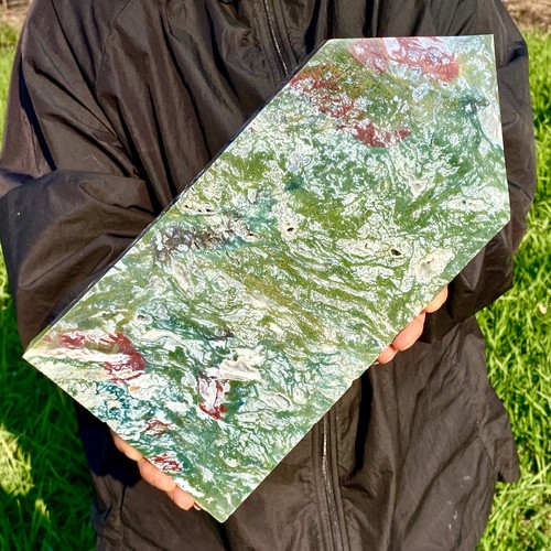 6.55LB Large Natural green druzy moss agate quartz obelisk crystal aura healing - Picture 11 of 14