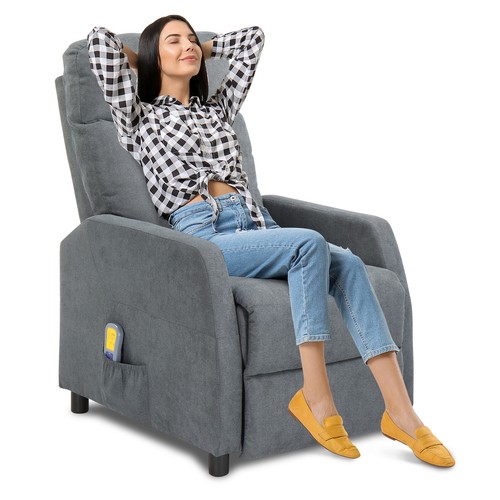 Recliner Chair 6 Points Massage Heating Sofa Fabric Upholstered Armchair Elder - Picture 3 of 11