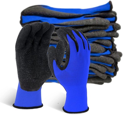 EvridWear 12 Pairs Pack Crinkle Latex Rubber Coated Work Gloves - Picture 4 of 49