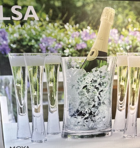 LSA International Moya Champagne Serving Ice Bucket and 5 Flutes~set Of 6 - Picture 2 of 10