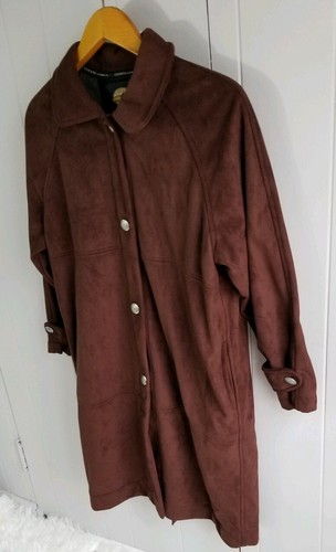 County Line Co Coat Faux Suede Duster Jacket Horses Vegan Size S Small Cheyenne - Picture 2 of 7