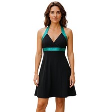 Ruby Rox Halter Dress Party Cocktail Evening Black Green Size S