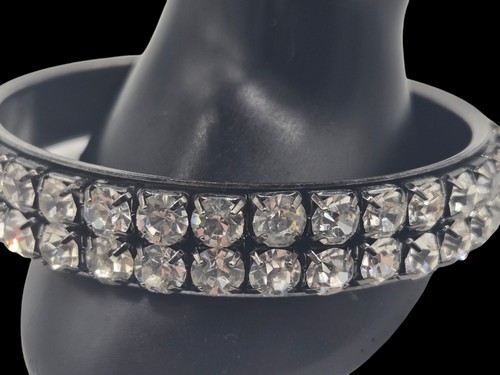 Vintage Prong Set Double Row Glass Rhinestone Bangle Bracelet 7 cm Opening Nice! - Picture 15 of 21