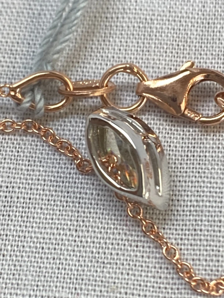 Collar Bisel Diamante.Marquesa Natural-55 Puntos.Cadena Oro Rosa 14kt 18" Foto 3 de 4