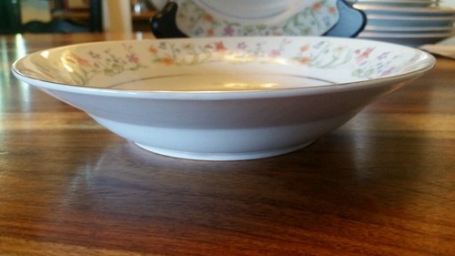 Porcelain China 8" Bowls Silver Trim  Vtg Wildflowers Design Made in China NICE - Picture 3 of 3