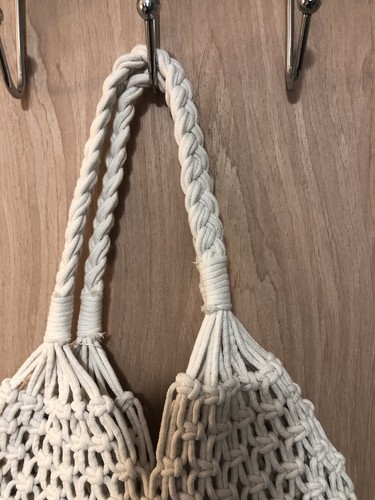 New Handmade Crochet Summer White Long Cotton Bag Purse No Lined   - Picture 2 of 4