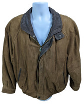 Vintage Aviator Moto Flight Genuine Leather Suede Jacket Bomber Brown Sz XL