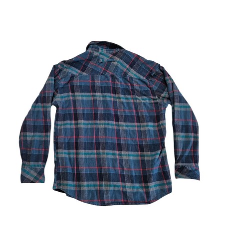 Gioberti Shirt Men Medium Blue Brushed Flannel Plaid Check Button Up Cotton - Picture 2 of 6