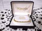 Vintage Roman Bracelet Cubic Zirconia Size 7 3/ 4" Gold tone 31 Czs prong