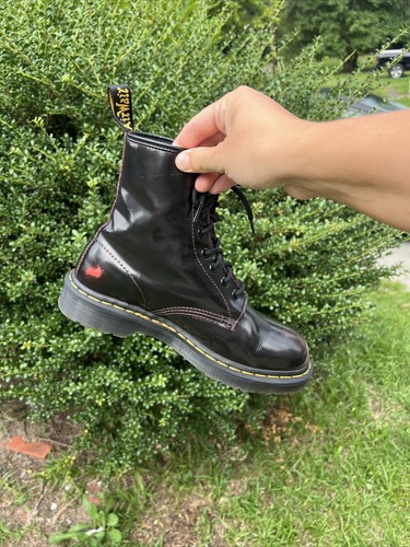 Dr. Martens 1460 8-Eye Cherry Red Leather Boots Women Size 8 Made In LAO PDR - Picture 17 of 17