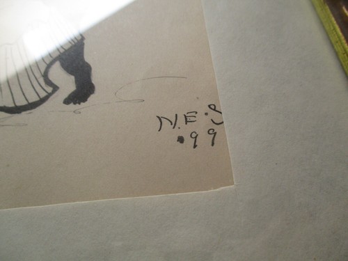 ANTIQUE 19TH CENTURY DRAWING PAINTING BLACK AMERICANA PORTRAIT SIGNED MYSTERY - Picture 8 of 9