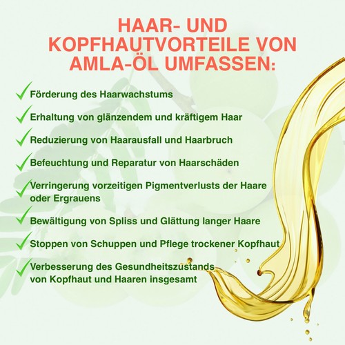 Amla Öl Haaröl Haarwachstum gegen Schuppen Haarausfall Kaltgepresst rein Vegan - Bild 3 von 15