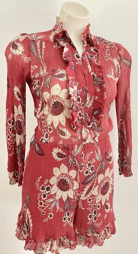 Mono Mameluco Rojo Volantes Florales Zimmermann Seda Gasa AU0 XS S🌻 - Imagen 17 de 19