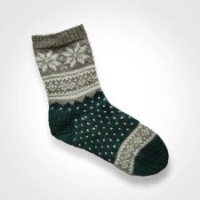 Hand-knit socks, warm socks, wool socks, winter socks, green socks, foot warmers