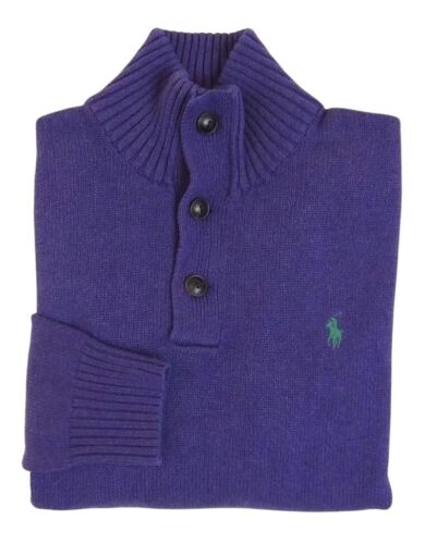 $135 Polo Ralph Lauren Poni Cuello Simulado Pullover 1/2 1/4 Botón Suéter Jersey L - Imagen 3 de 12
