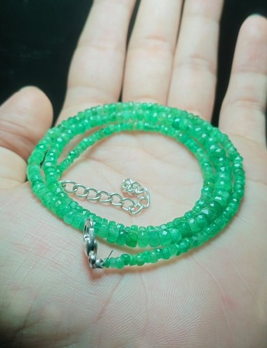 Natural Emerald Beads, Emerald Jewellery, Emerald Necklace, Necklace Lenght 18'' - Picture 2 of 4