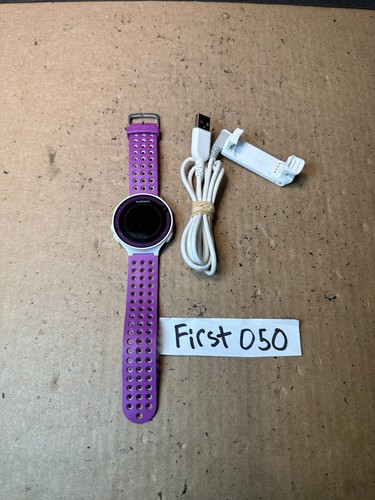 Garmin Forerunner 220 GPS Heart Rate Monitor Fitness Watch White/Purple, Tested