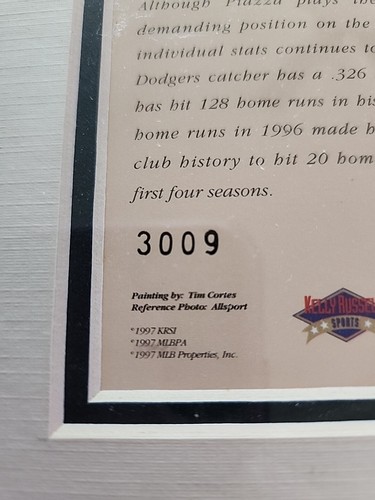 Gerahmte Künstlerzeichnung Mike Piazza #31 Los Angeles Dodgers Limited Edition #3009 - Bild 5 von 6