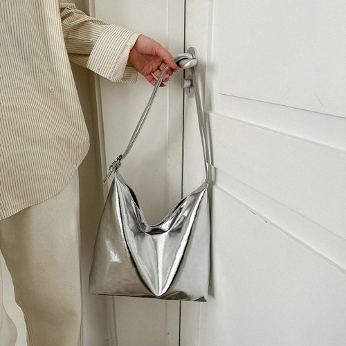Women's Fashion High Capacity Tote Bag Silver Gold Bag Top-Handle Handbag New - Picture 4 of 8