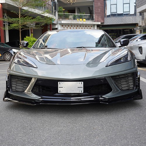 Front Bumper Lip Splitter Spoiler For 2020~2024 Corvette C8 Winglet Carbon Flash - Picture 2 of 12