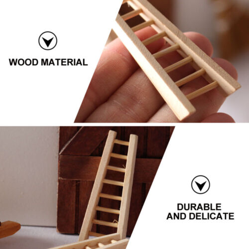 2Pcs Simulated Ladder Adornment Wood Doll House Ladder Garden Ornament - Picture 3 of 12