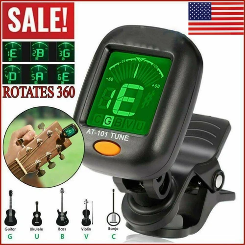 LCD Clip-on Chromatic Acoustic Electric Guitar Bass Ukulele Banjo Violin Tuner - Picture 1 of 7