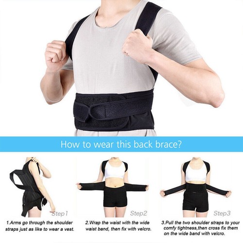 Adjustable Back Support Brace Posture Corrector Belt Lumbar Shoulder Pain Relief - Picture 5 of 26