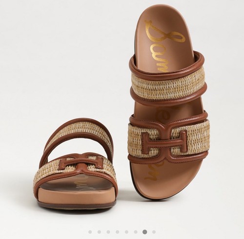 Sam Edelman Rowan Slide Sandal 7.5 Dark Natural Spiced Rum Rattan Raffia Weave - 第 10/11 張圖片