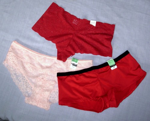 3 JACLYN SMITH sz M Panties Red Boyshorts black trim Pink Lace Red Lace Hipsters - Picture 8 of 8