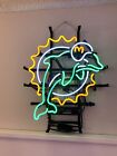 Miami Dolphins Man Cave 20"x16" Neon Light Sign Lamp Party Club Open Wall Decor